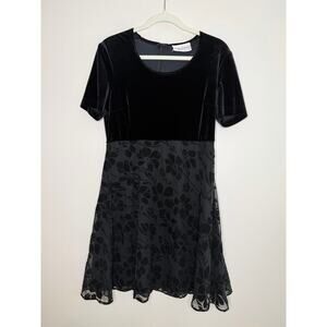 Vintage Y2K SL Fashions Womens Black Velvet Burnout Whinsigoth Floral Fairy 6